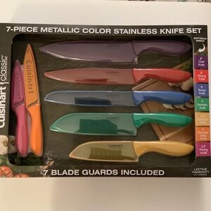 Cuisinart 7 Piece Metallic Color Stainless Steel Knife Set + plus 3 Extra Free
